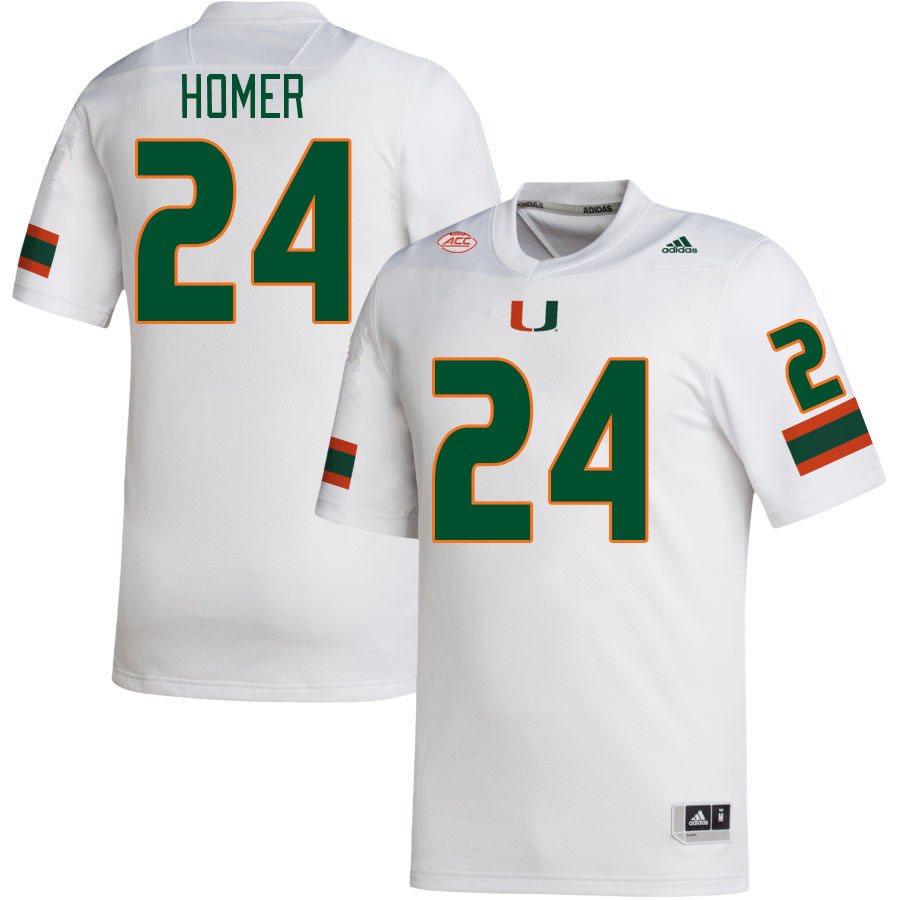 #24 Travis Homer Miami Hurricanes Jerseys Football Stitched-White